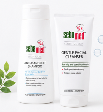 Sebamed Anti Dandruff Shampoo (200ml) & Gentle Facial Cleanser (150 ml) Combo