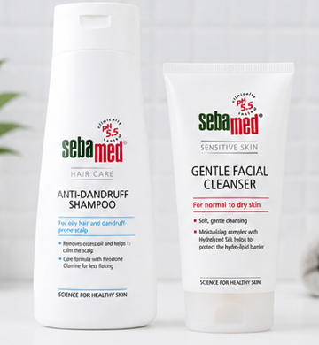 Sebamed Anti Dandruff Shampoo (200ml) & Gentle Facial Cleanser for Normal to Dry Skin (150ml) Combo