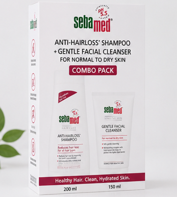 Sebamed Anti Hairloss Shampoo (200ml) & Gentle Facial Cleanser for Normal to Dry Skin (150ml)