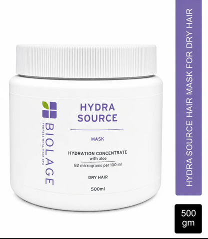 BIOLAGE Hydra Source Shampoo (400ml) & Hydrating Mask for Dry Hair (500gm) Combo
