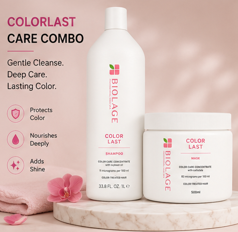 Biolage Colorlast Professional Shampoo (1000ml) & Mask For Color-Treated Hair (500gm) Combo