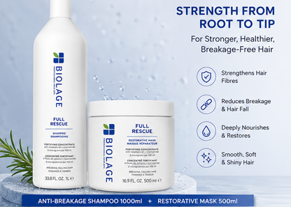 Biolage Full Rescue Anti-Breakage Shampoo(1000ml) & Restorative Mask (500ml) Combo