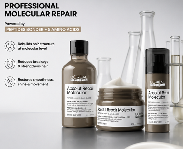 L'Oréal Professionnel Absolut Repair Molecular Sulfate-Free Shampoo & Mask & Deep Repairing Cream Combo