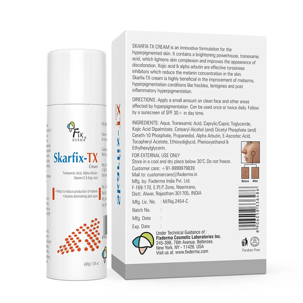 Fix Derma  Skarfix-TX Cream | Effective treatment for melasma and dark spots (30g).