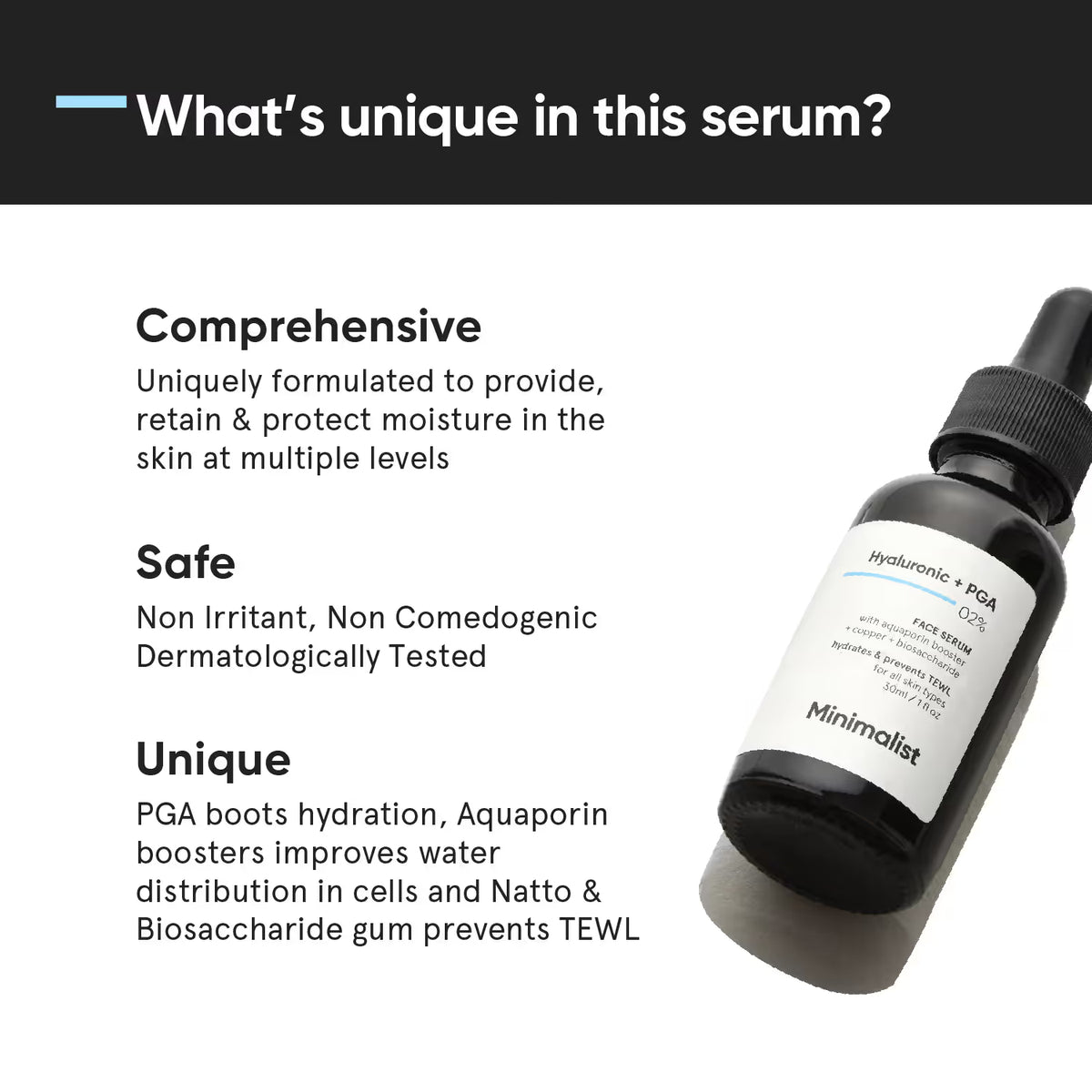 Minimalist 2% Hyaluronic Acid + PGA with Face Serum For Deep, Multilevel Hydration (30ml)