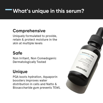 Minimalist 2% Hyaluronic Acid + PGA with Face Serum For Deep, Multilevel Hydration (30ml)