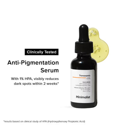 Minimalist 3% Tranexamic Acid Face Serum For Melasma- Acne Scars- Hyperpigmentation Or Erythema (PIH/PIE) (30ml)