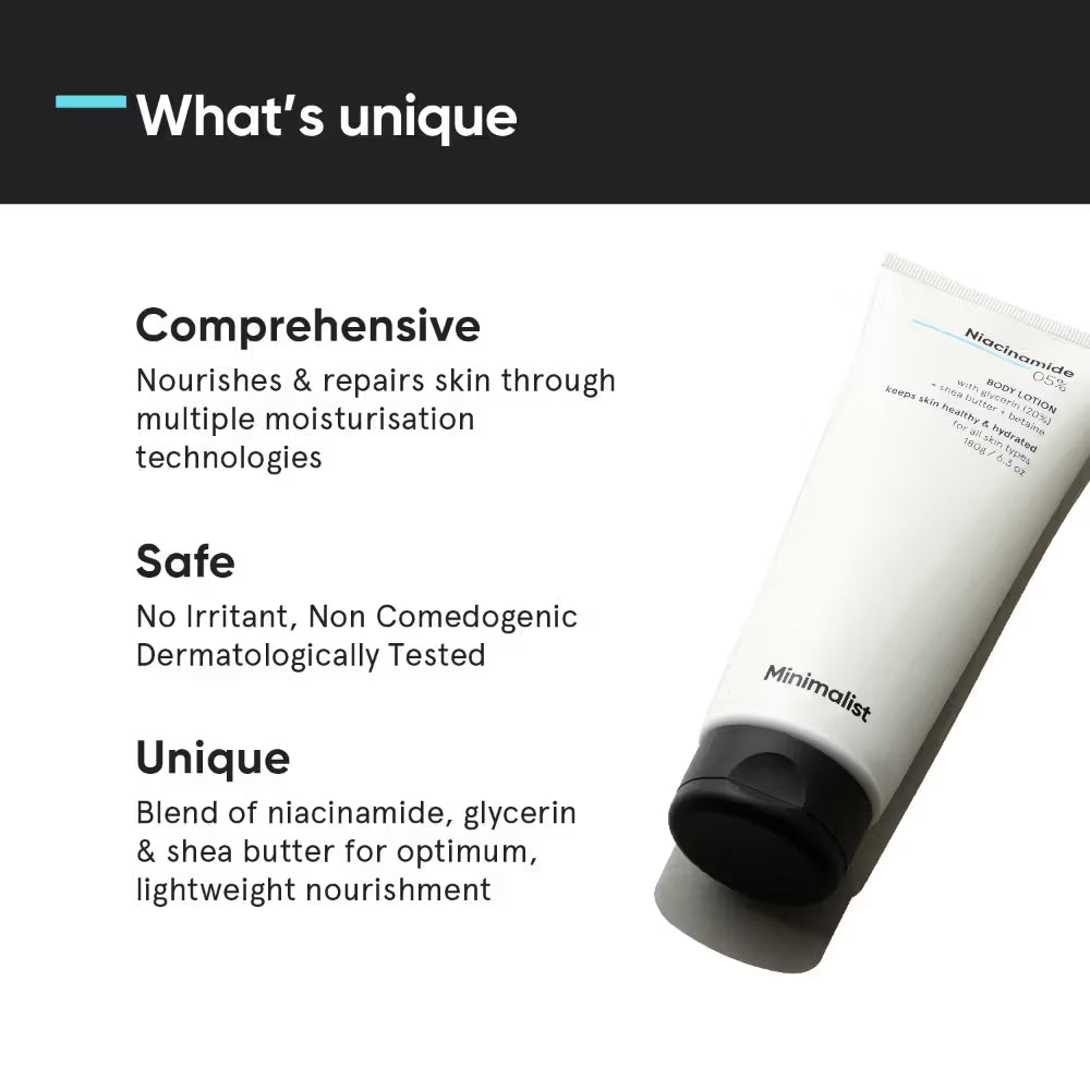 Minimalist 5% Niacinamide Body Lotion With Shea Butter, Glycerine & Betaine (180 g)