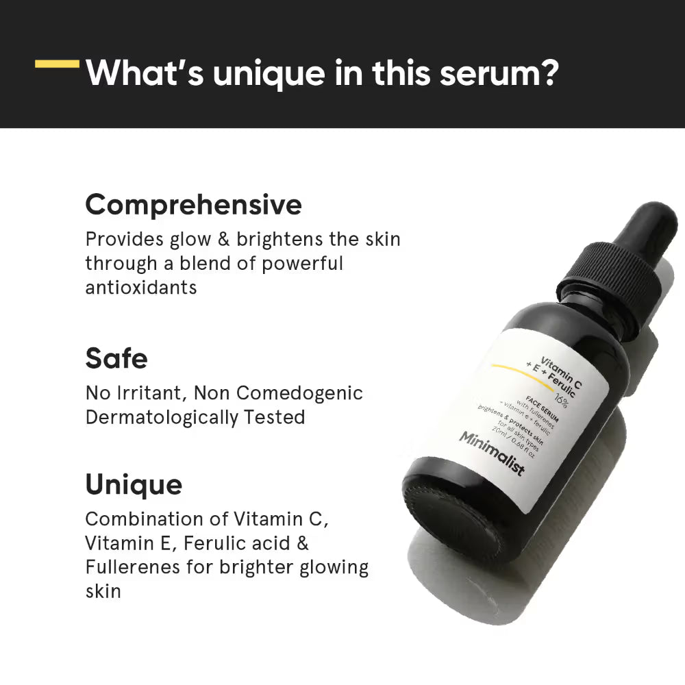 Minimalist Vitamin C + E + Ferulic 16% Face Serum (20ml)