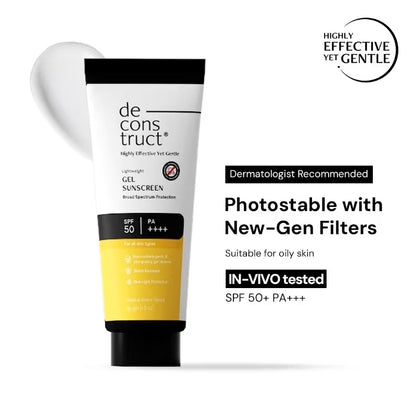 Gel Sunscreen for Oily Skin - SPF 50 PA++++(50 gm) | In-Vivo Tested