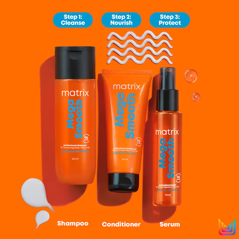 Matrix Mega Smooth Professional Shampoo with Shea Butter & Amino Acids, for Frizzy Hair 350 ml