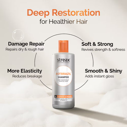 Streax Professional BotBrazil Paraben Free Shampoo for Chemically Treated & Damaged Hair (300ml)