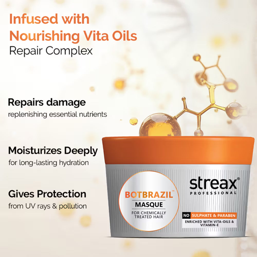 Streax Professional BotBrazil Nourishing Hair Masque for Chemically Treated Hair Repair (200gm)