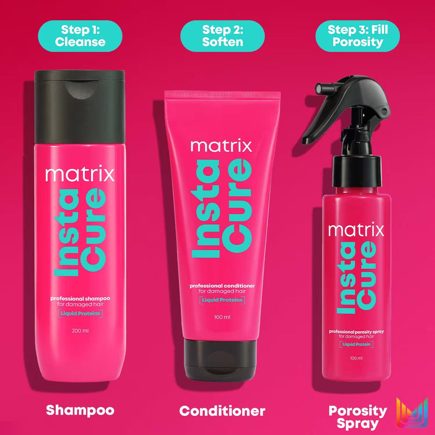 Matrix InstaCure Shampoo for Damaged Hair, Ditch Damage from 1st Use, For All Hair Types(350ml)