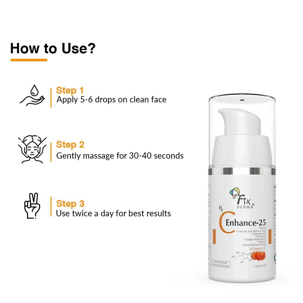Fix Derma  C Enhance-25 Serum | Purest Form of 25% Vitamin C for A Dewy Glow (15g)