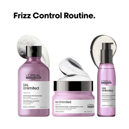 L'OREAL PROFESSIONNEL Liss Unlimited Shampoo (300ml), Hair Mask (250g) & Hair Serum (125ml) Combo