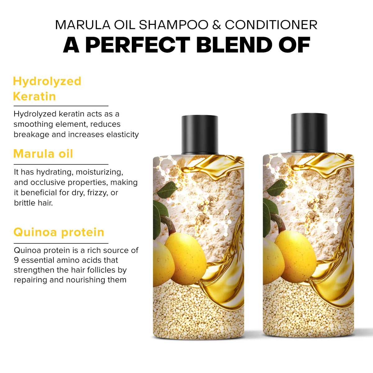 DE Fabulous Marula Oil Shampoo & Conditioner – (250ml + 250ml) Combo