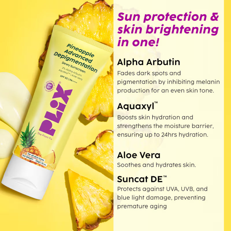 Plix Pineapple Advanced Depigmentation Dewy Sunscreen SPF 50 PA++++ (50g)
