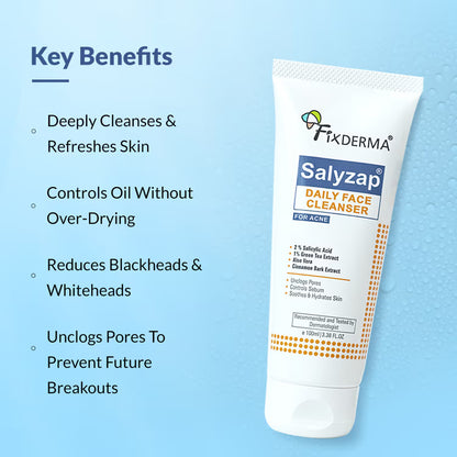 Fixderma Salyzap Face Cleanser 2% Salicylic Acid for Oily & Acne Prone Skin Face Wash (100 ml)