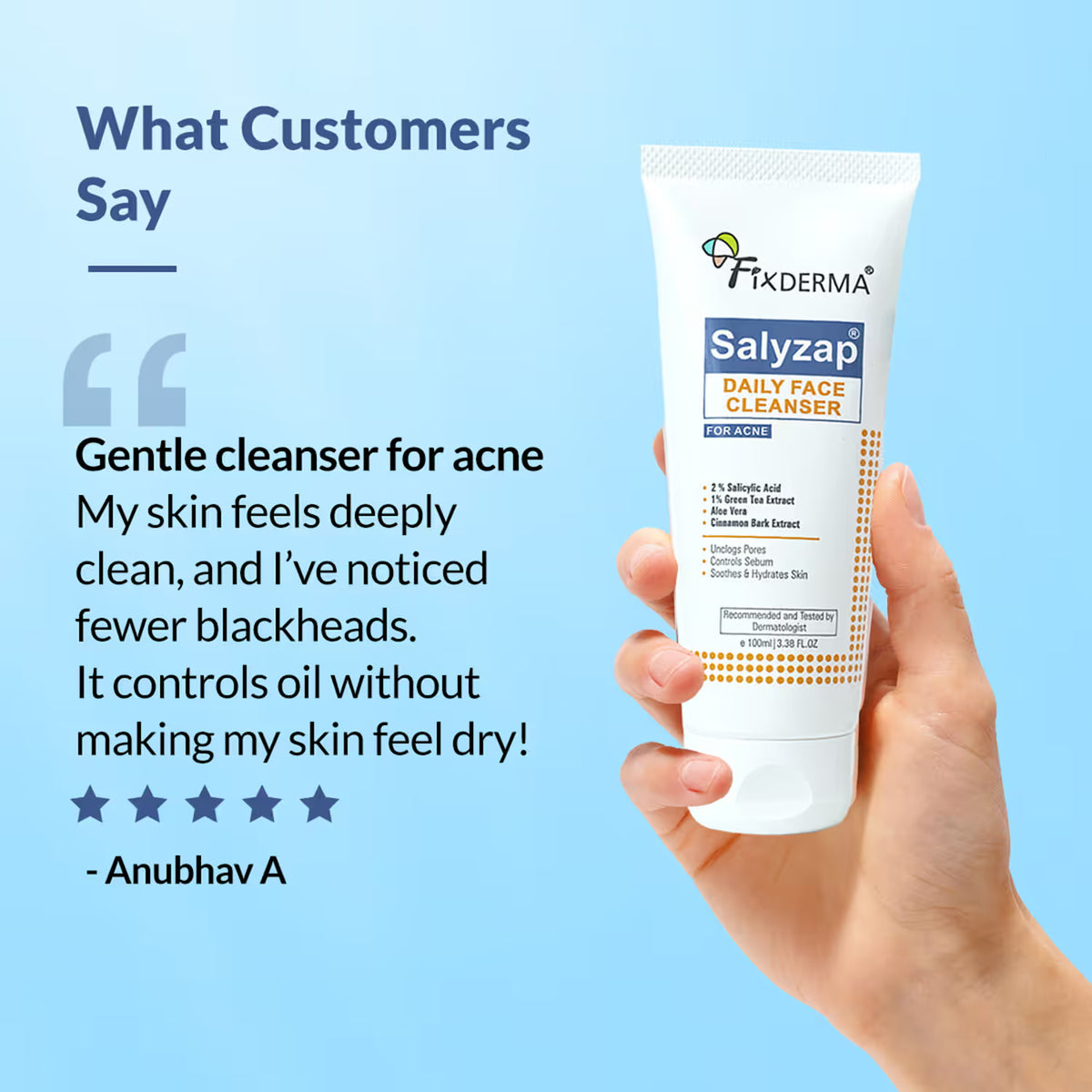 Fixderma Salyzap Face Cleanser 2% Salicylic Acid for Oily & Acne Prone Skin Face Wash (100 ml)