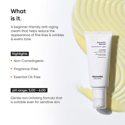 Minimalist 2% Granactive Retinoid Anti Aging Face Cream With Vitamin E & HA (30ml)