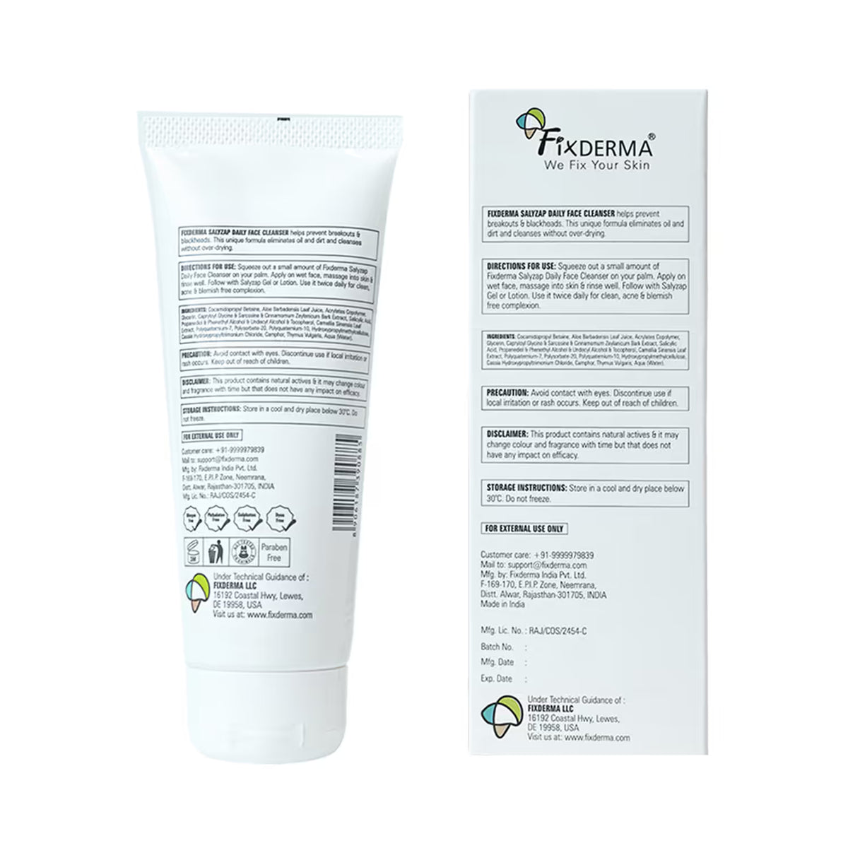 Fixderma Salyzap Face Cleanser 2% Salicylic Acid for Oily & Acne Prone Skin Face Wash (100 ml)