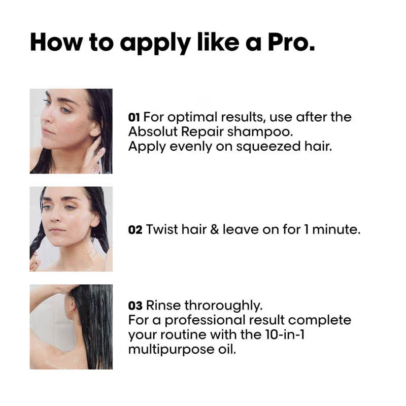 L'Oreal Professionnel Absolut Repair Shampoo, Hair Mask & Hair Serum Combo For Damaged Hair
