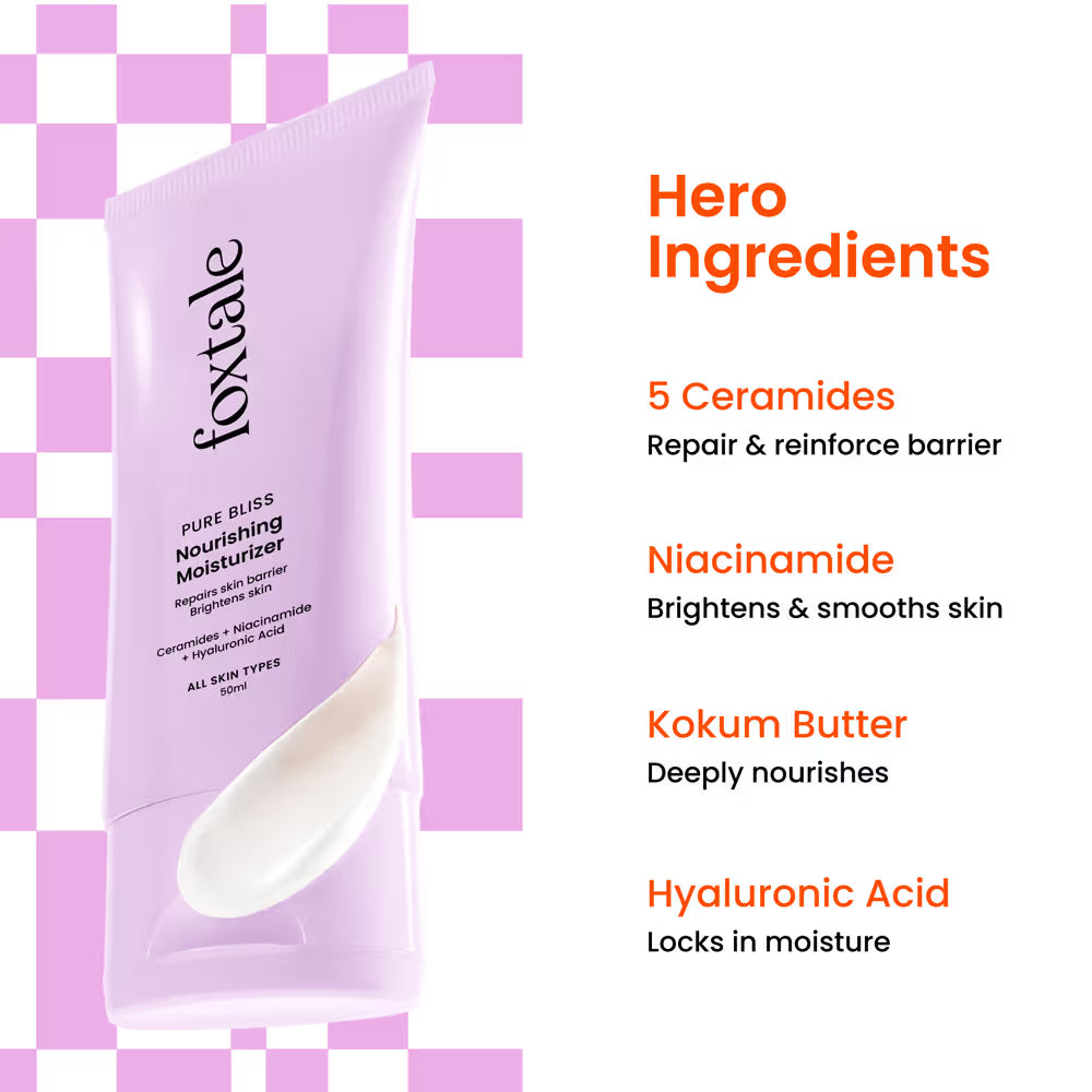 Foxtale Nourishing Ceramide Moisturizer Repairs Skin Barrier Brightens Skin (50 ml)