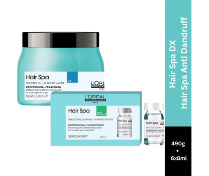 L'oreal Professionnel DX Hair Spa Creambath (490 g) & Anti- Dandruff Purifying Concentrate 8ML Combo