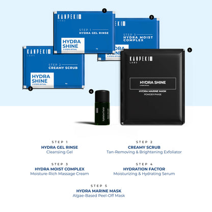 Kanpeki Hydra Shine - 5 Steps Facial Kit for Hydration & Tan Removal