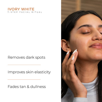 Kanpeki Ivory White - 7 Steps Facial Kit for Hyper-Pigmentation, Dark-Spots, Sun-Tan With Algae Peel Off Mask