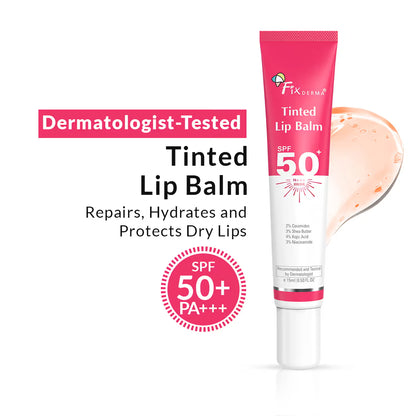 Fixderma 4% Kojic Acid Tinted Lip Balm with 2% Ceramide, 3% Shea Butter, 3% Niacinamide (15ml)