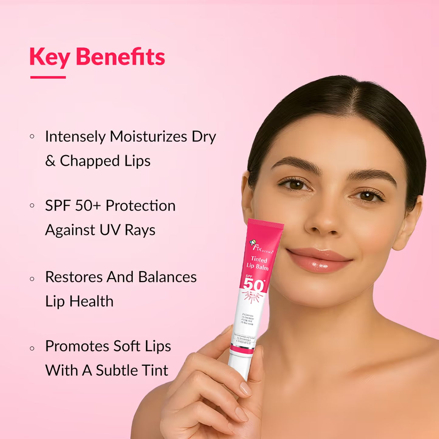 Fixderma 4% Kojic Acid Tinted Lip Balm with 2% Ceramide, 3% Shea Butter, 3% Niacinamide (15ml)