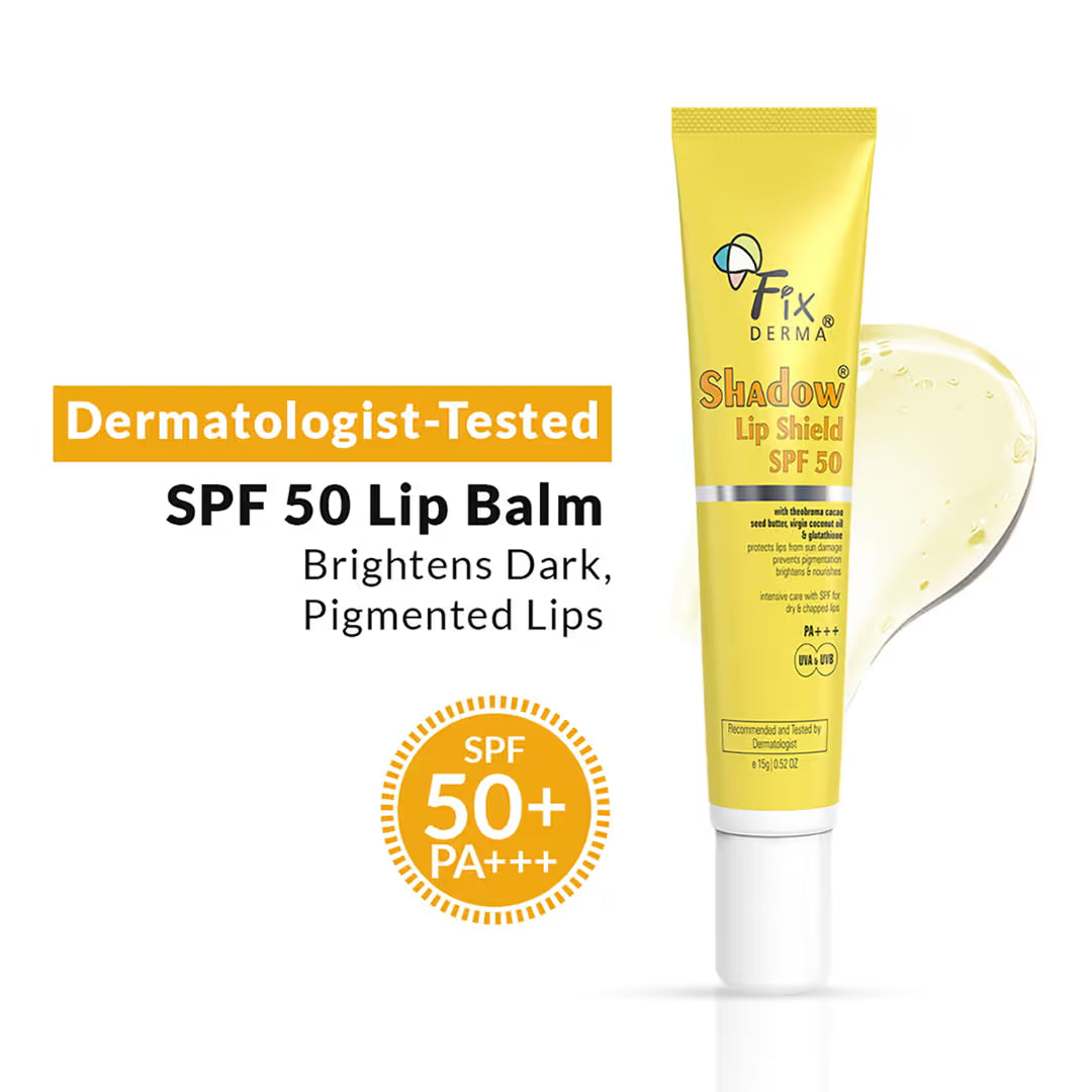 Fixderma Shadow SPF 50 Lip Shield,Sunscreen Lip Balm Prevents Pigmentation & Sun Damage,Unflavored (15g)