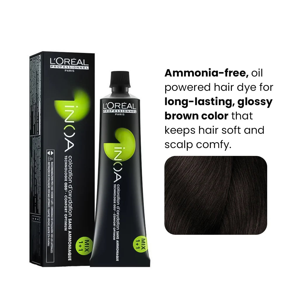 L’oreal Professionnel INOA Ammonia-free Hair Color – 4 (Natural Brown)