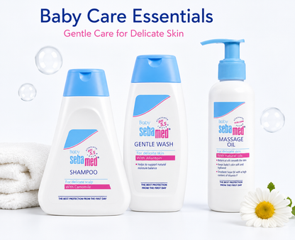 Sebamed Baby Shampoo (150 ml) + Baby Gentle Wash (200 ml) + Soothing Massage Oil (150 ml)