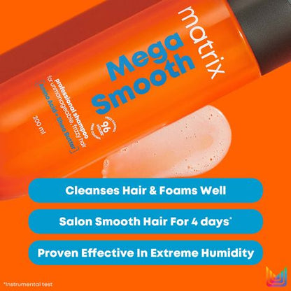 Matrix Mega Smooth Professional Shampoo with Shea Butter & Amino Acids, for Frizzy Hair 350 ml