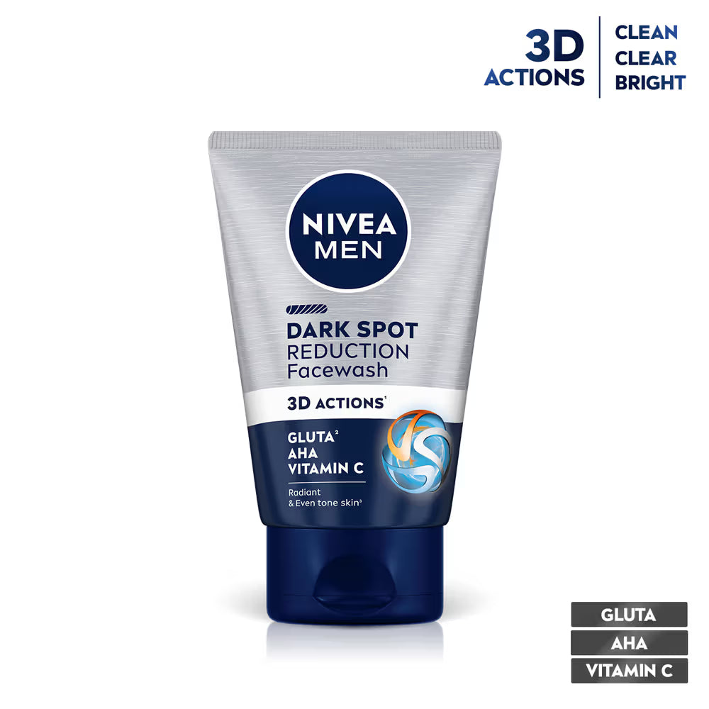 NIVEA MEN Face Wash, Dark Spot Reduction, for Clean & Clear Skin with 10x Vitamin C Effect (100g)