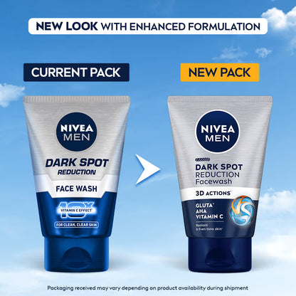 NIVEA MEN Face Wash, Dark Spot Reduction, for Clean & Clear Skin with 10x Vitamin C Effect (100g)