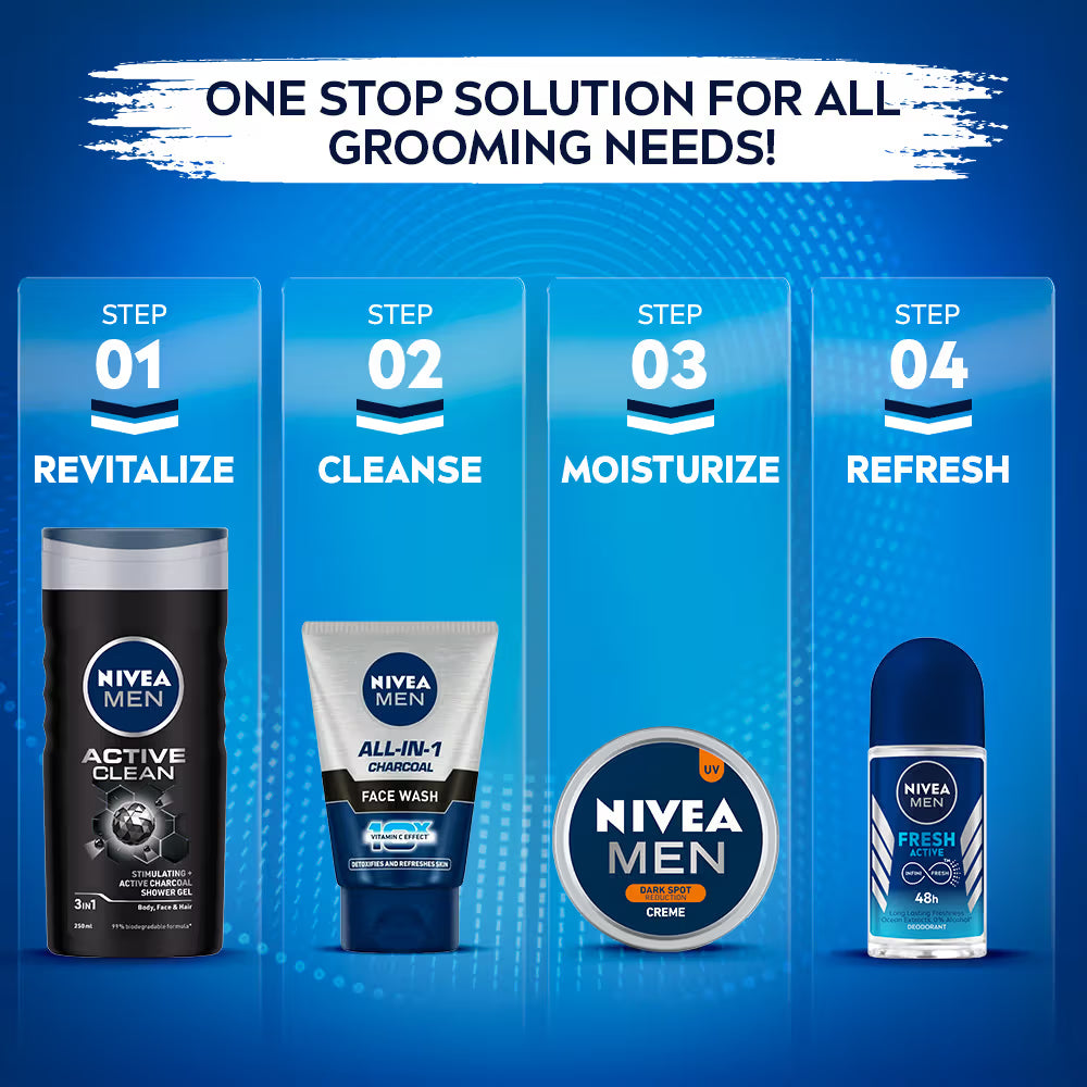 NIVEA MEN Face Wash, Dark Spot Reduction, for Clean & Clear Skin with 10x Vitamin C Effect (100g)
