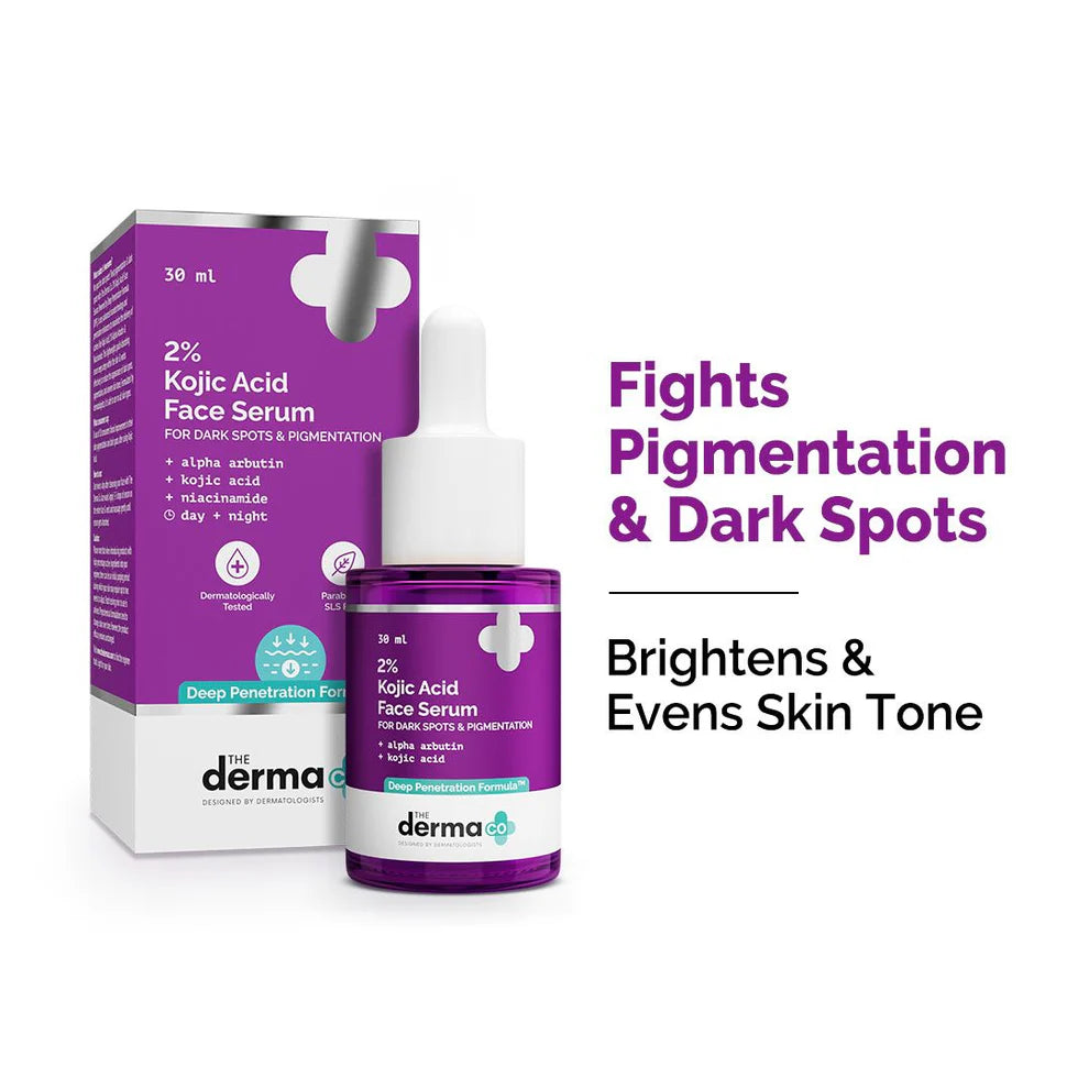 The Derma Co 2% Kojic Acid Face Serum for Dark spots reduction, Pigmentation & Blemishes (30ml)