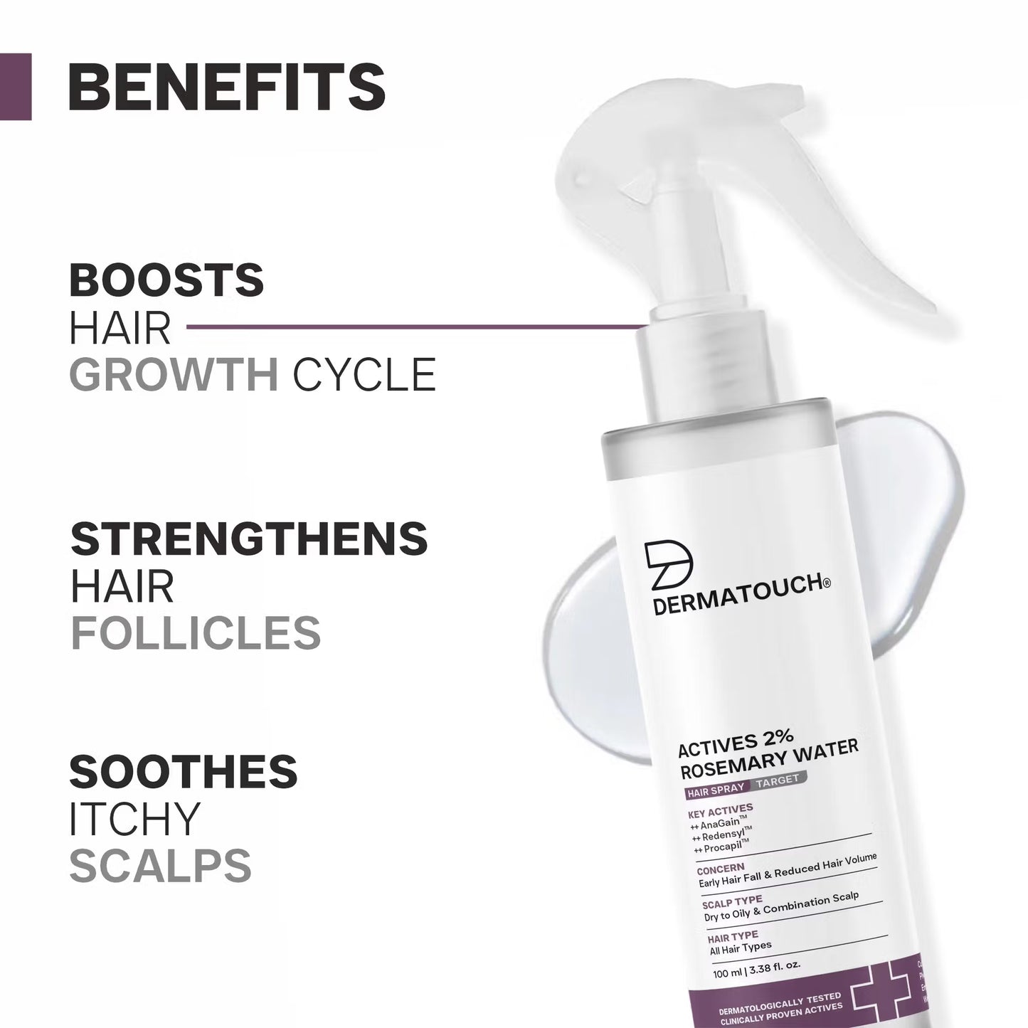 Dermatouch Actives 2% Rosemary Spray For Hair Growth (100ml)