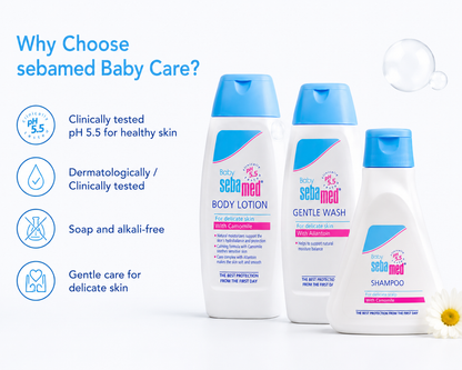 Sebamed Baby Shampoo (150 ml) + Baby Gentle Wash (200 ml) + Baby Body Lotion (100 ml) combo