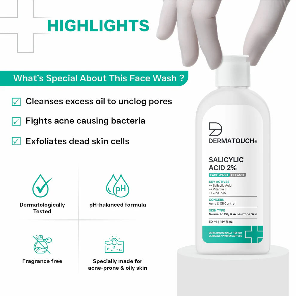 Dermatouch Salicylic Acid 2% Face Wash for Acne & Oil Control(100ml)