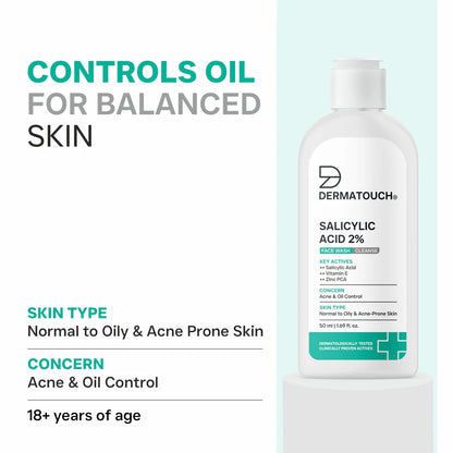 Dermatouch Salicylic Acid 2% Face Wash for Acne & Oil Control(100ml)