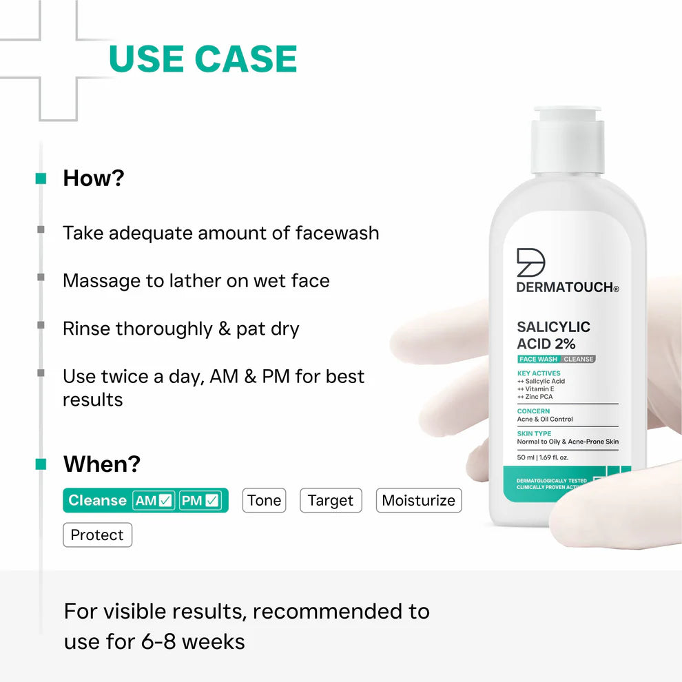 Dermatouch Salicylic Acid 2% Face Wash for Acne & Oil Control(100ml)