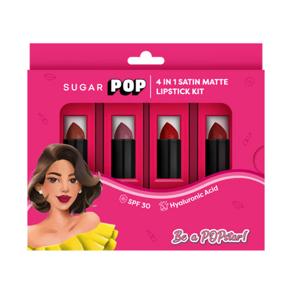 SUGAR POP 4 in 1 Satin Matte Lipstick Kit – 01 Perfect Picks (16g)